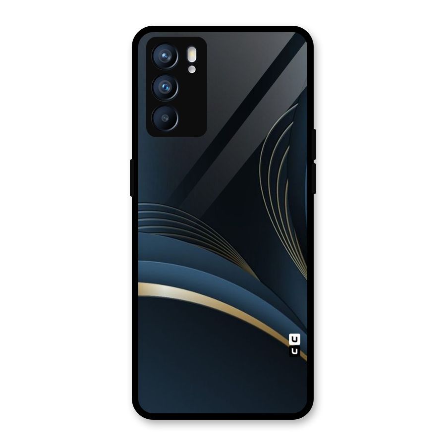 Gold Blue Beauty Glass Back Case for Oppo Reno6 5G