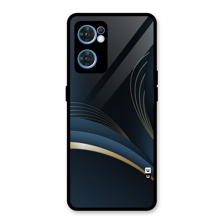 Gold Blue Beauty Glass Back Case for Oppo Reno7 5G
