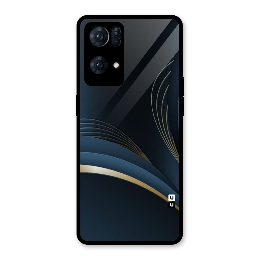 Gold Blue Beauty Glass Back Case for Oppo Reno7 Pro 5G