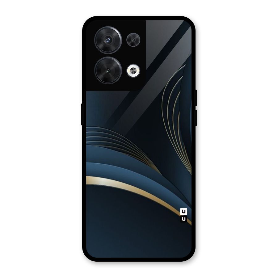 Gold Blue Beauty Glass Back Case for Oppo Reno8 5G