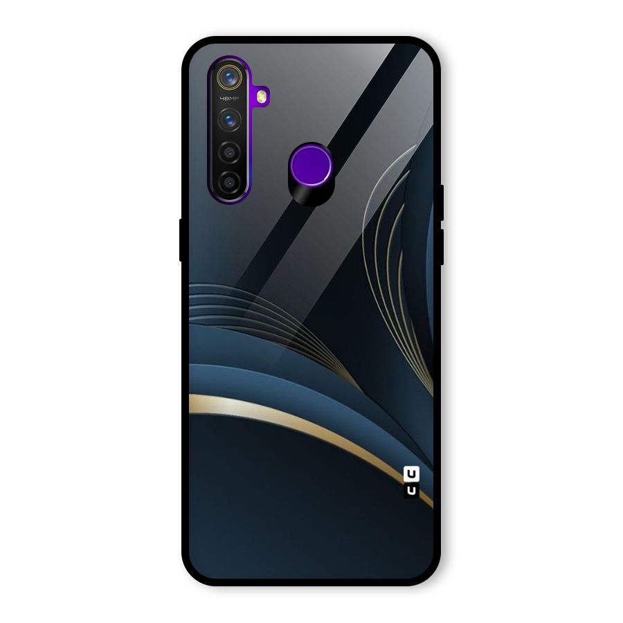 Gold Blue Beauty Glass Back Case for Realme 5 Pro