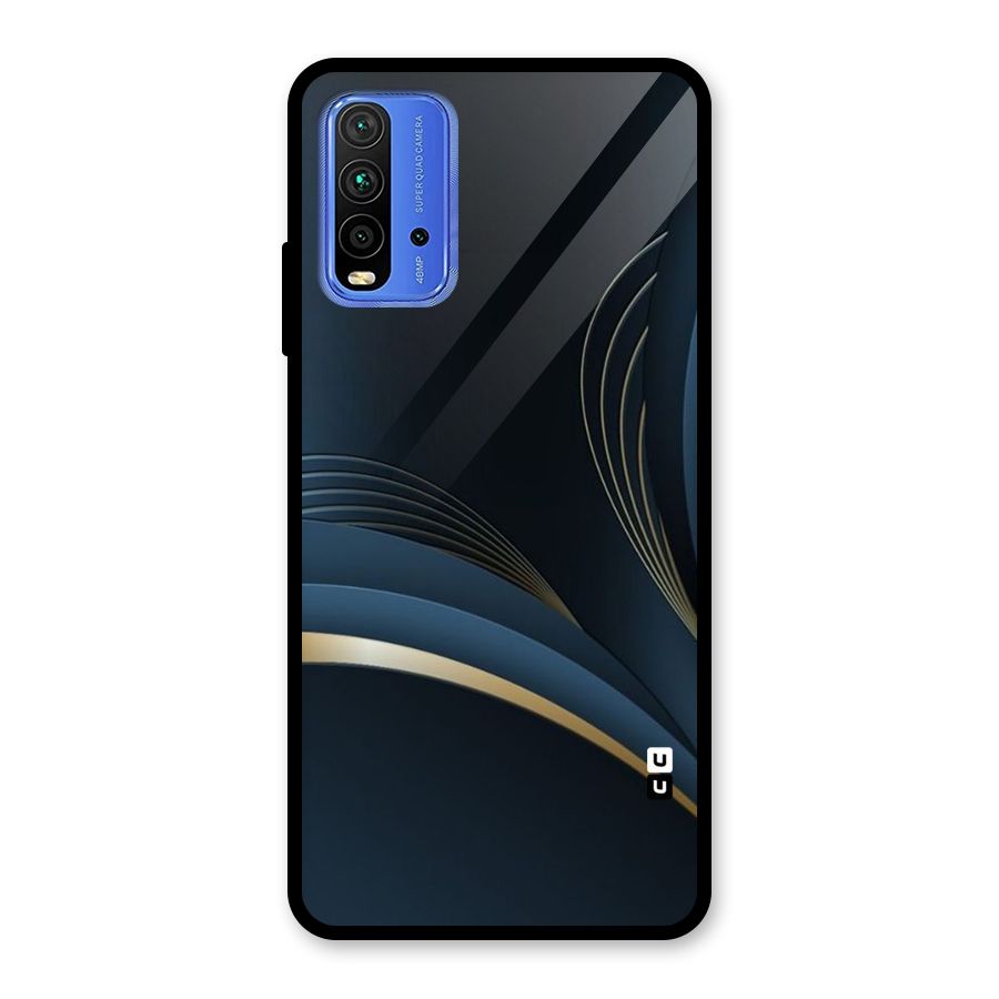 Gold Blue Beauty Glass Back Case for Redmi 9 Power