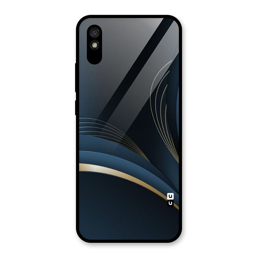 Gold Blue Beauty Glass Back Case for Redmi 9i