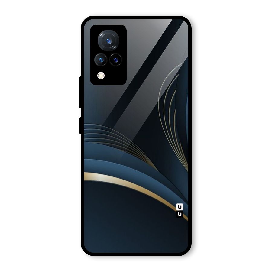 Gold Blue Beauty Glass Back Case for Vivo V21 5G