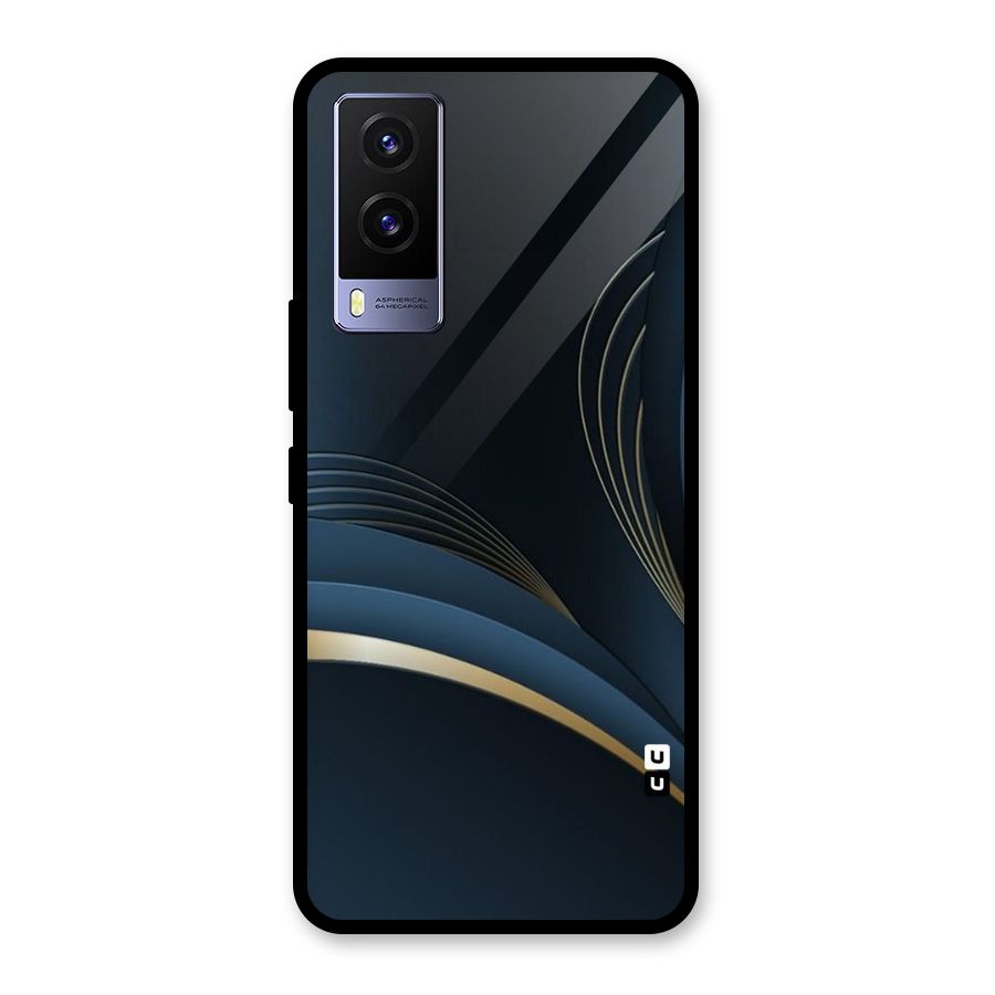 Gold Blue Beauty Glass Back Case for Vivo V21e 5G