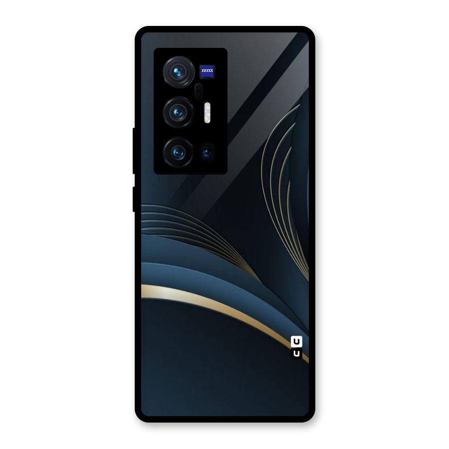 Gold Blue Beauty Glass Back Case for Vivo X70 Pro Plus