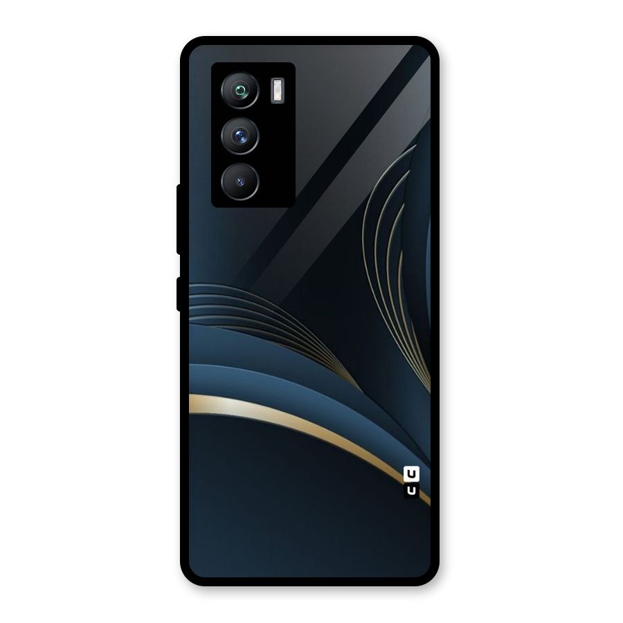 Gold Blue Beauty Glass Back Case for Vivo iQOO 9 SE