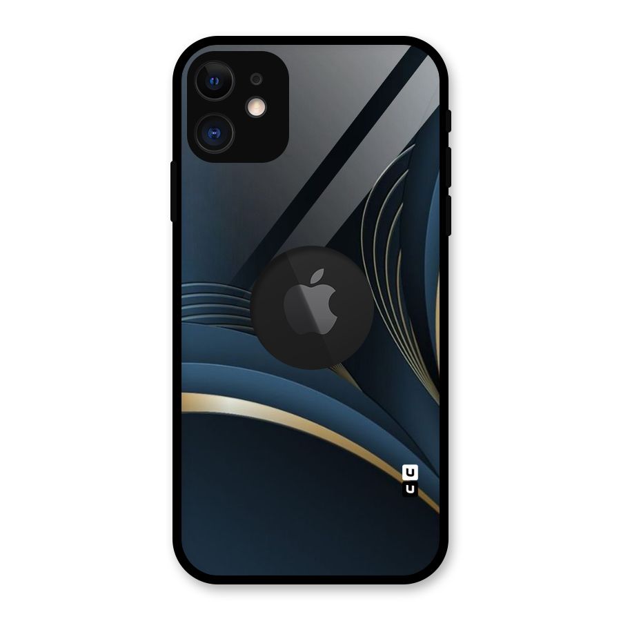 Gold Blue Beauty Glass Back Case for iPhone 11 Logo Cut