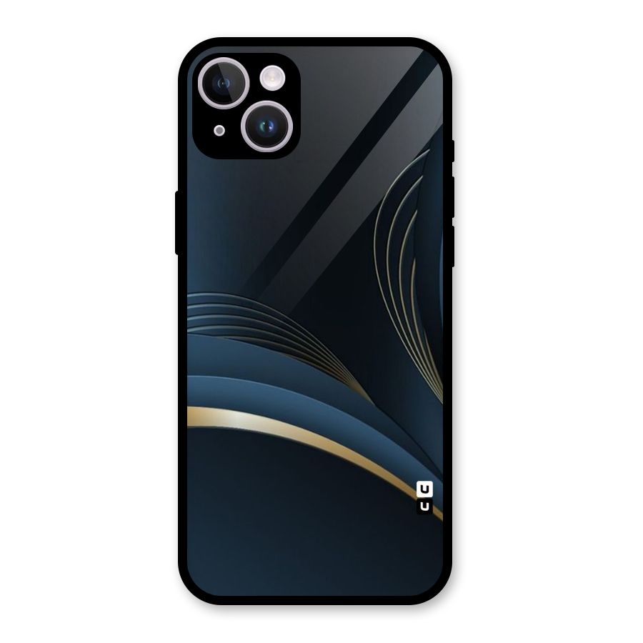 Gold Blue Beauty Glass Back Case for iPhone 14 Plus