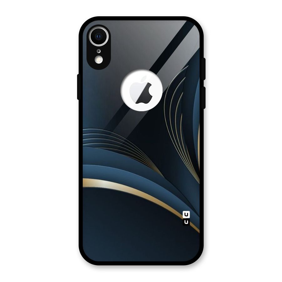 Gold Blue Beauty Glass Back Case for iPhone XR Logo Cut