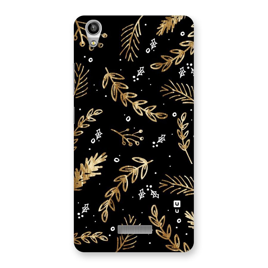 Gold Palm Leaves Back Case for Lava-Pixel-V1