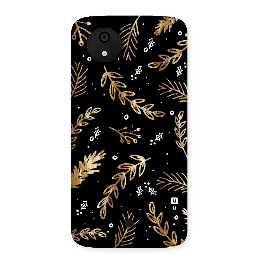 Gold Palm Leaves Back Case for Micromax Canvas A1