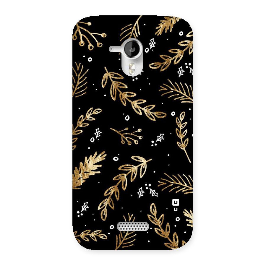 Gold Palm Leaves Back Case for Micromax Canvas HD A116