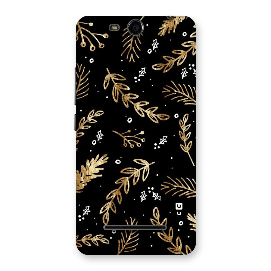 Gold Palm Leaves Back Case for Micromax Canvas Juice 3 Q392