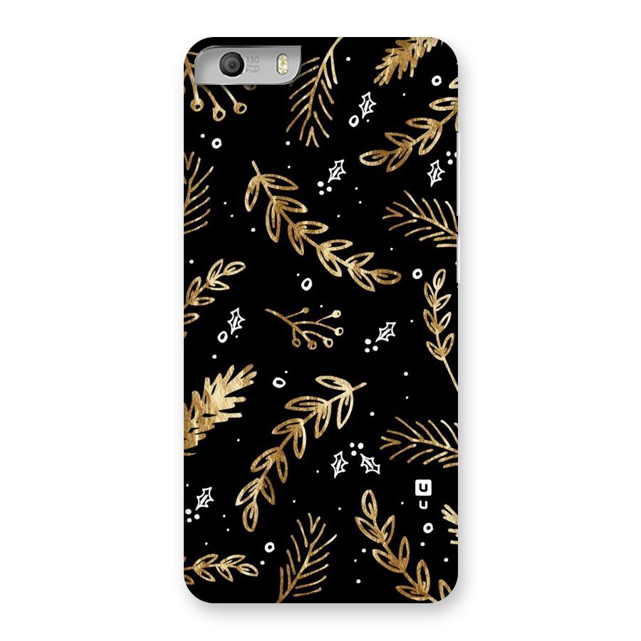 Gold Palm Leaves Back Case for Micromax Canvas Knight 2