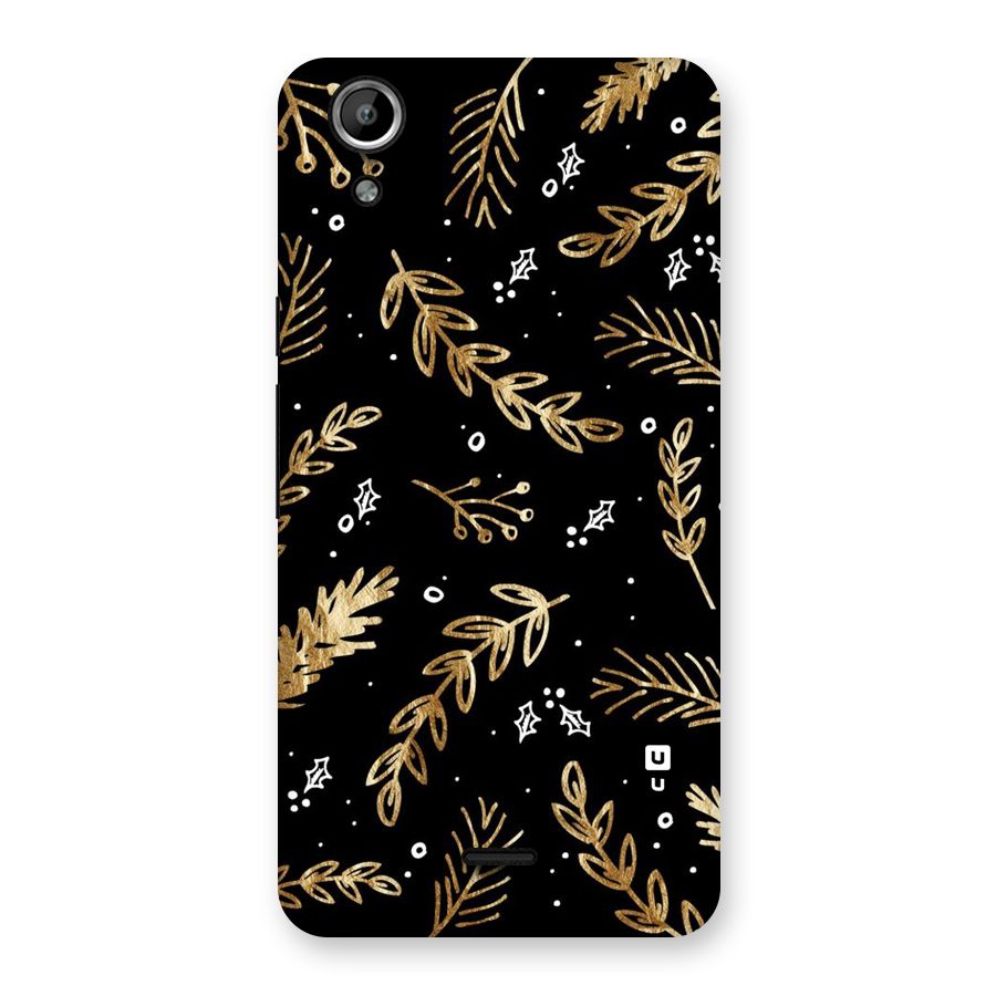 Gold Palm Leaves Back Case for Micromax Canvas Selfie Lens Q345