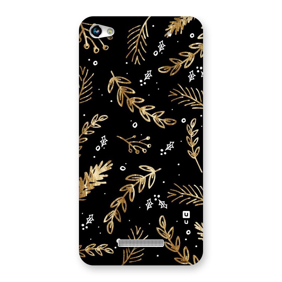 Gold Palm Leaves Back Case for Micromax Hue 2