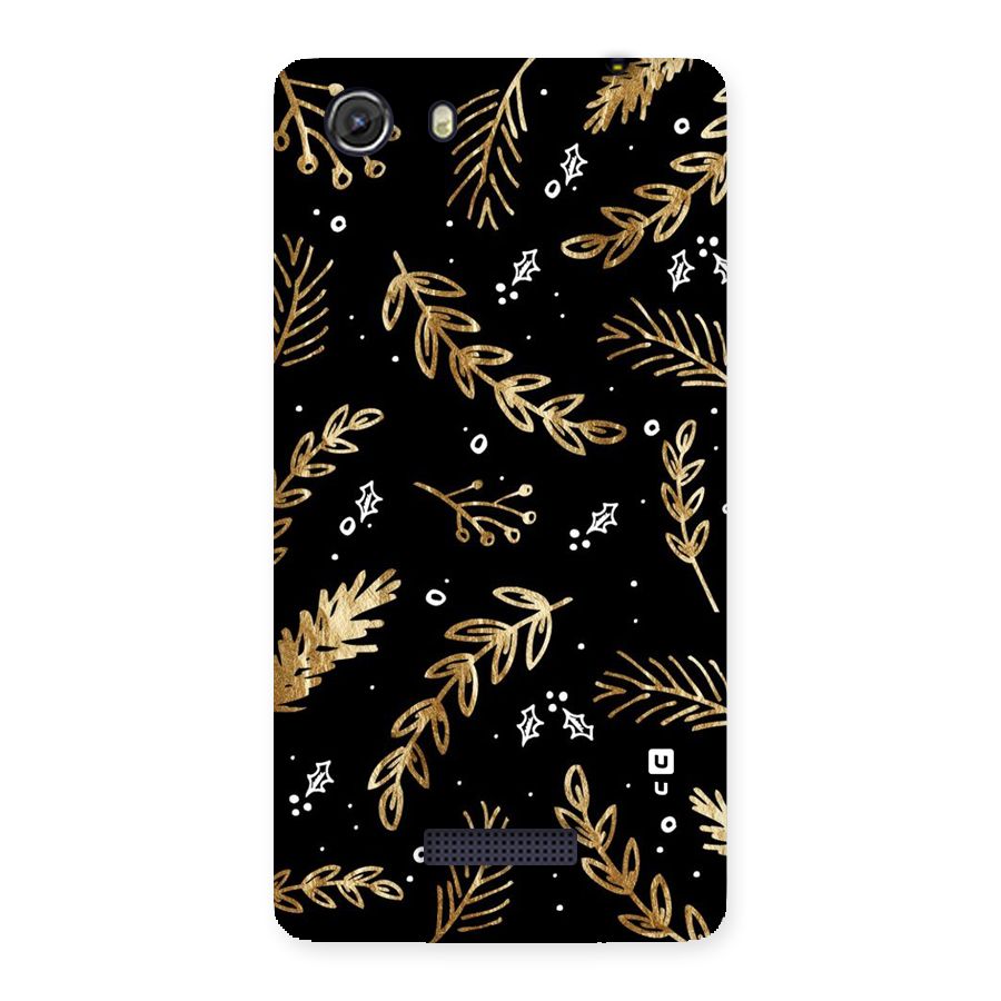 Gold Palm Leaves Back Case for Micromax Unite 3