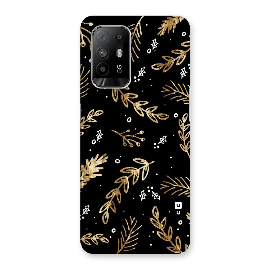 Gold Palm Leaves Back Case for Oppo F19 Pro Plus 5G