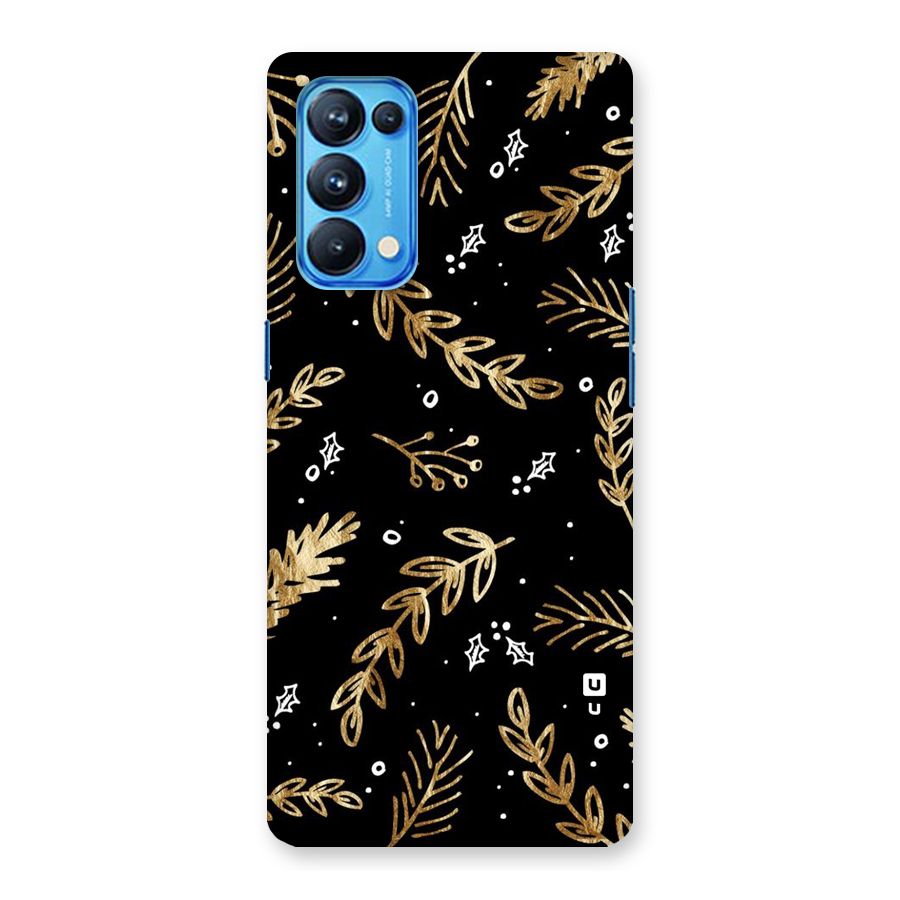 Gold Palm Leaves Back Case for Oppo Reno5 Pro 5G