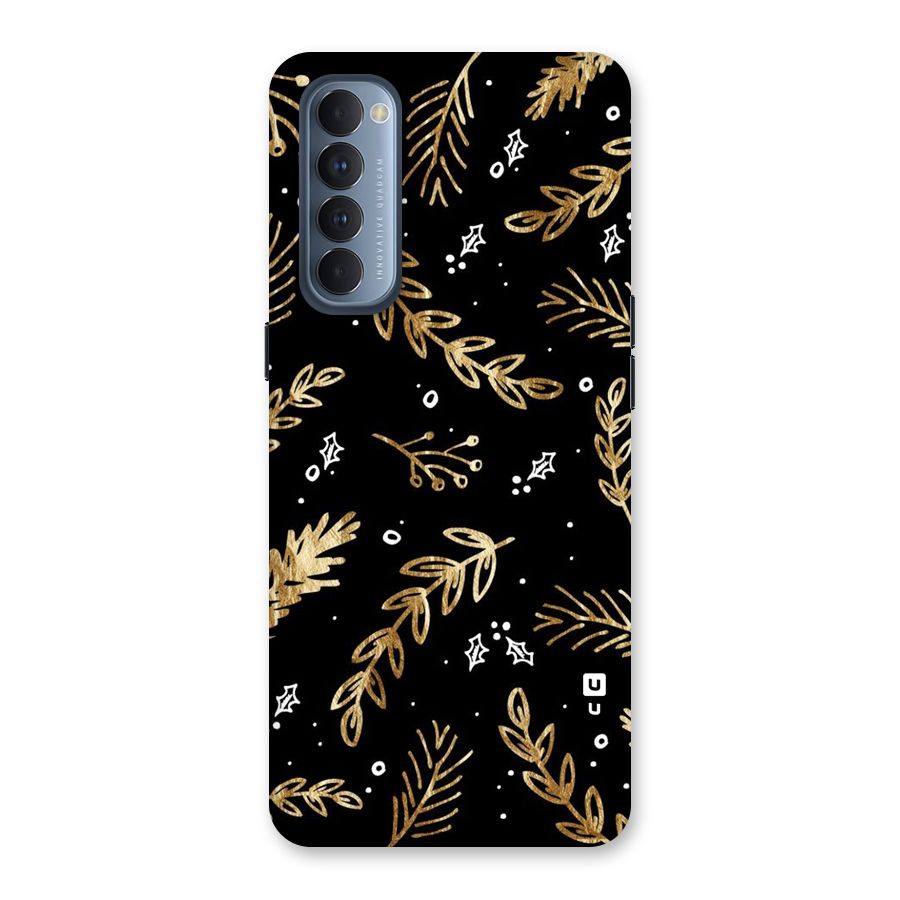 Gold Palm Leaves Back Case for Reno4 Pro