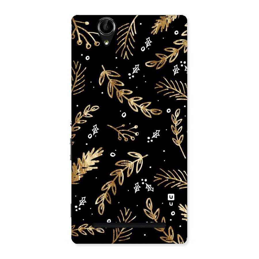 Gold Palm Leaves Back Case for Sony Xperia T2