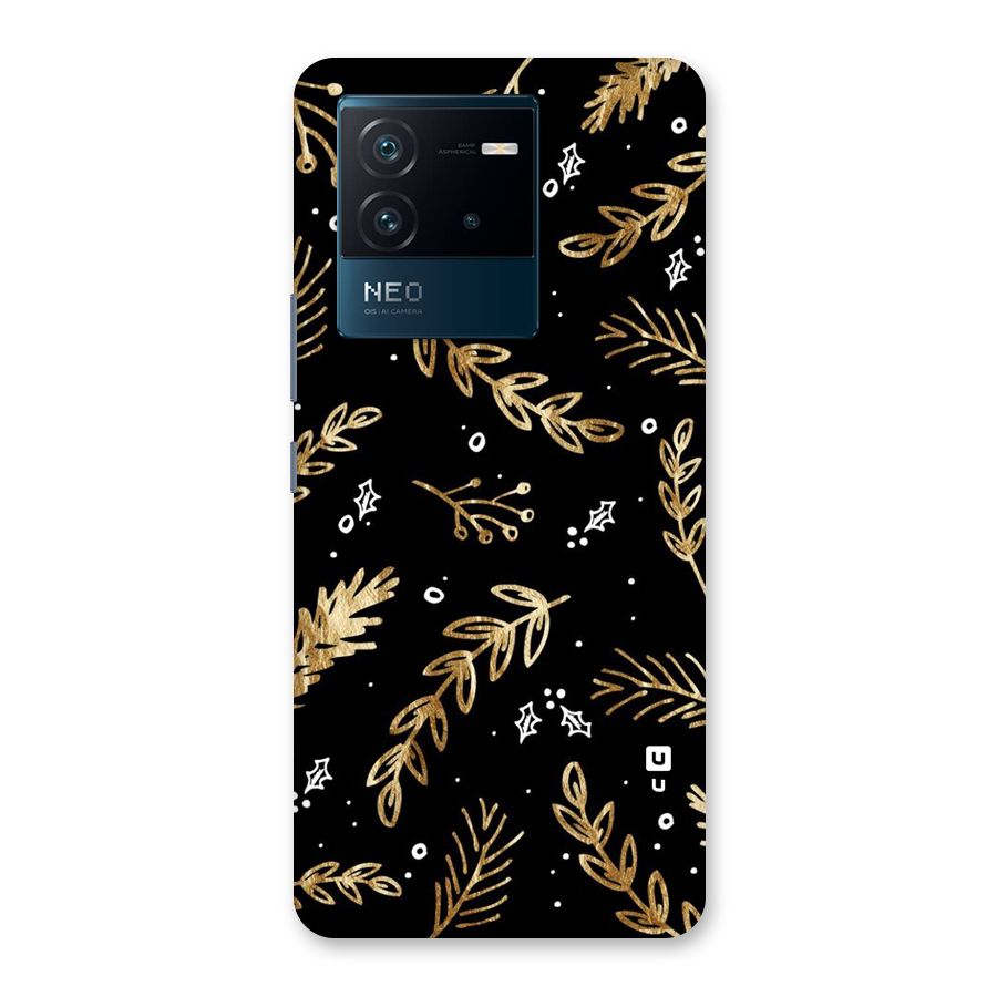 Gold Palm Leaves Back Case for Vivo iQOO Neo 6 5G
