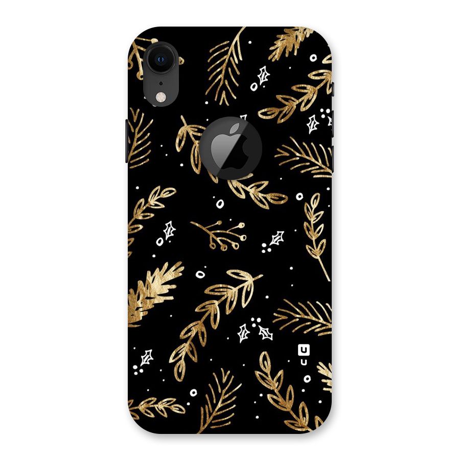 Gold Palm Leaves Back Case for iPhone XR Logo Cut