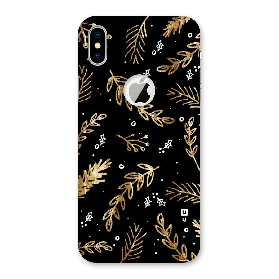 Gold Palm Leaves Back Case for iPhone X Logo Cut