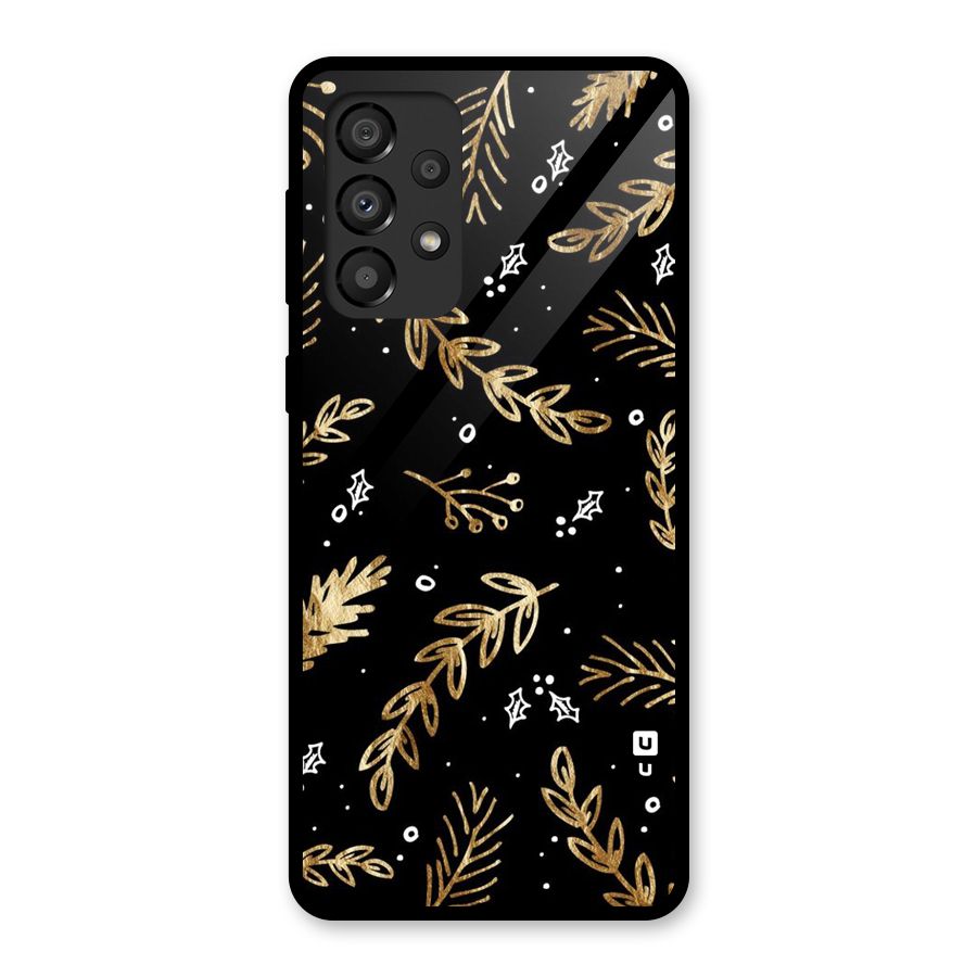 Gold Palm Leaves Glass Back Case for Galaxy A33 5G