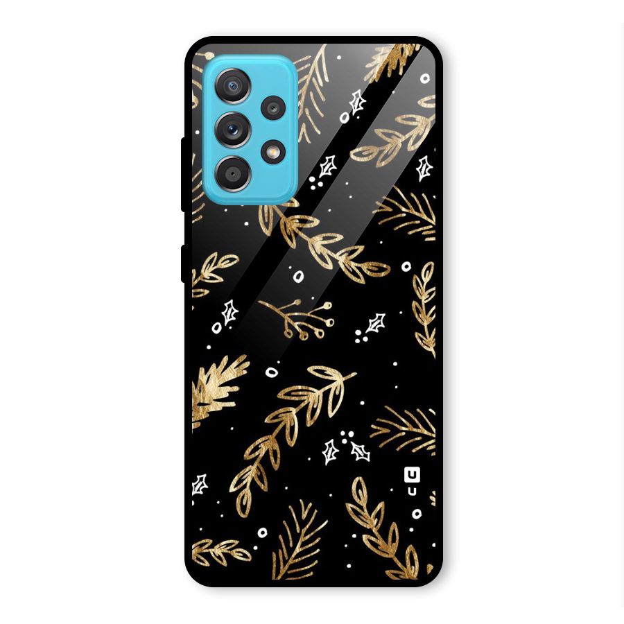 Gold Palm Leaves Glass Back Case for Galaxy A52s 5G
