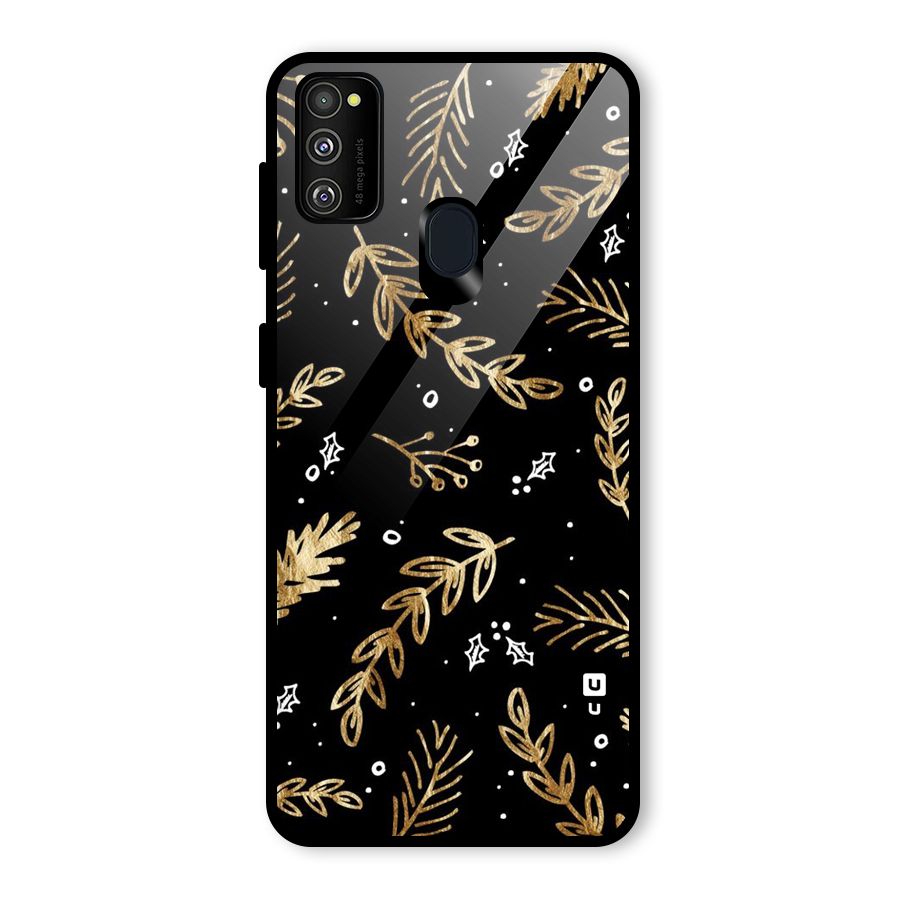 Gold Palm Leaves Glass Back Case for Galaxy M30s