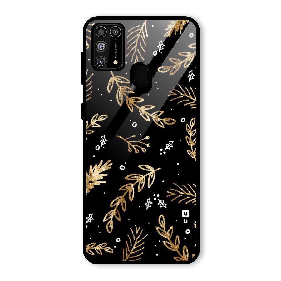 Gold Palm Leaves Glass Back Case for Galaxy M31