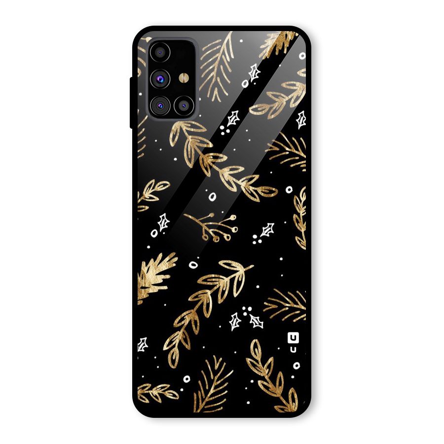 Gold Palm Leaves Glass Back Case for Galaxy M31s
