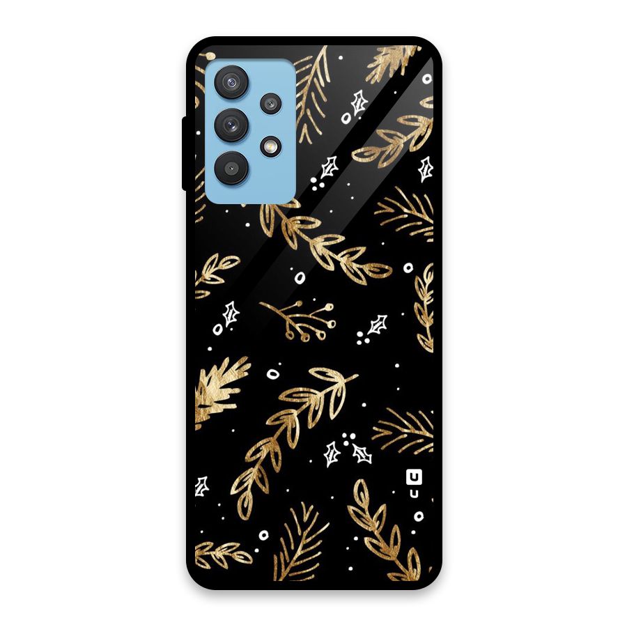 Gold Palm Leaves Glass Back Case for Galaxy M32 5G