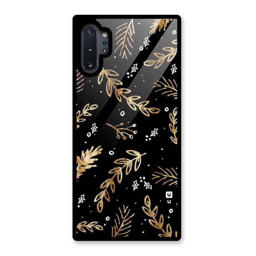 Gold Palm Leaves Glass Back Case for Galaxy Note 10 Plus