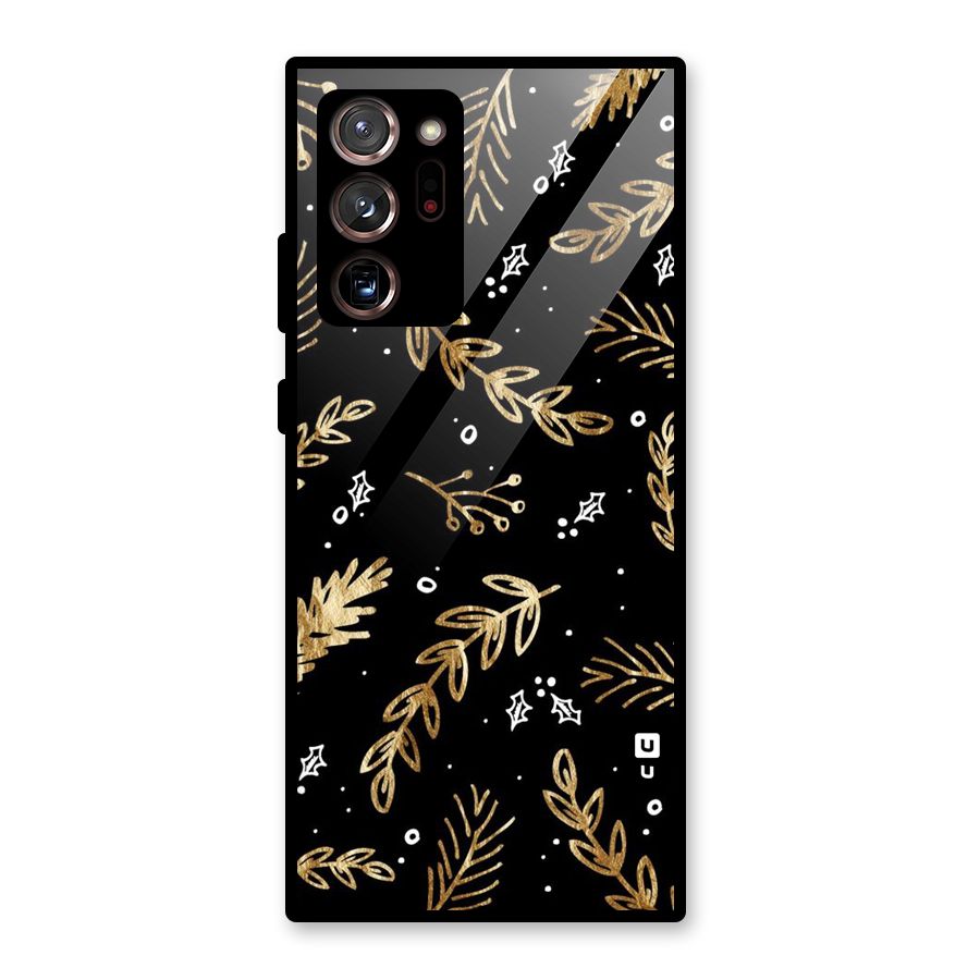 Gold Palm Leaves Glass Back Case for Galaxy Note 20 Ultra 5G