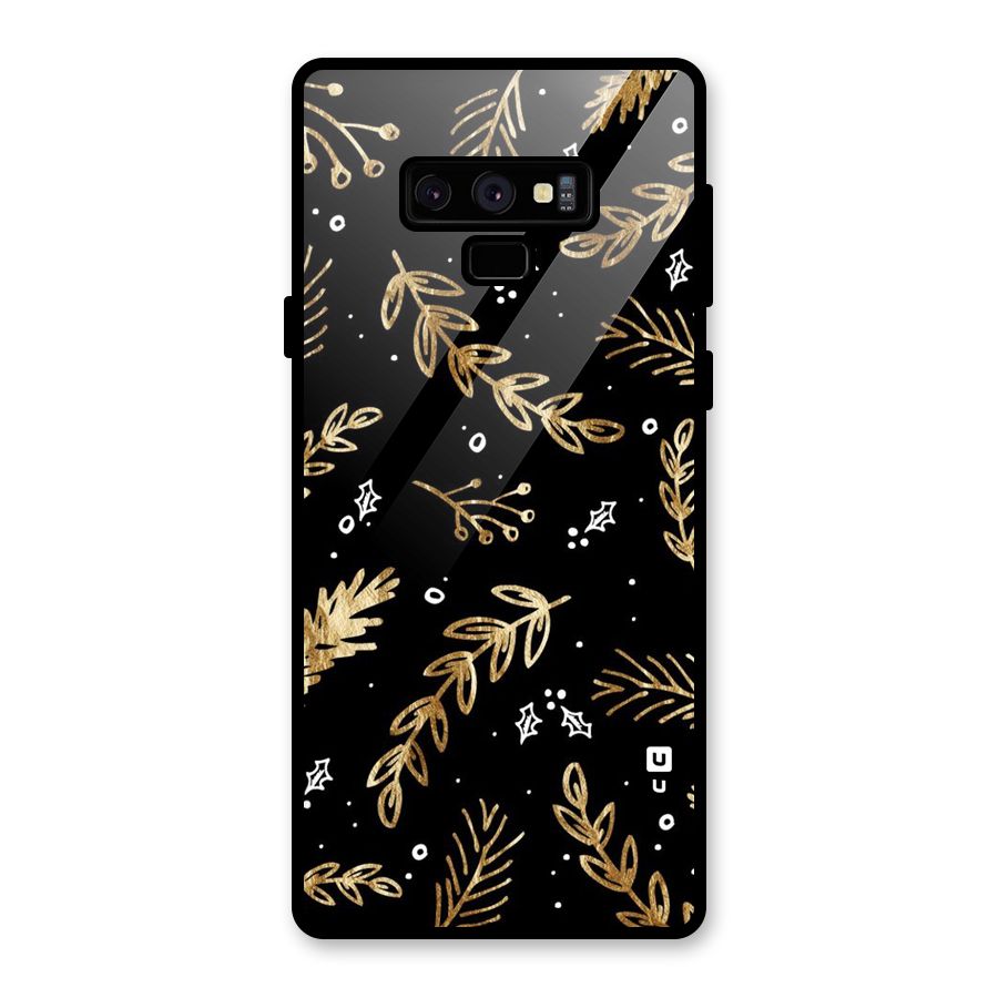 Gold Palm Leaves Glass Back Case for Galaxy Note 9