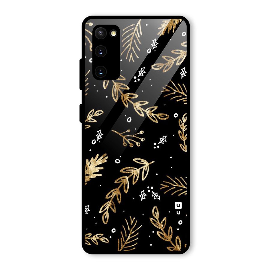 Gold Palm Leaves Glass Back Case for Galaxy S20 FE 5G