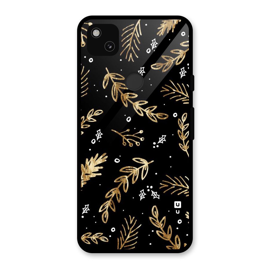 Gold Palm Leaves Glass Back Case for Google Pixel 4a