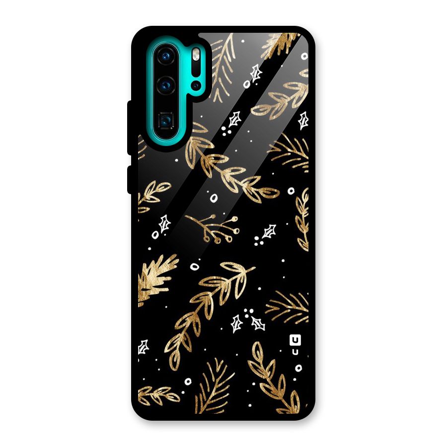 Gold Palm Leaves Glass Back Case for Huawei P30 Pro