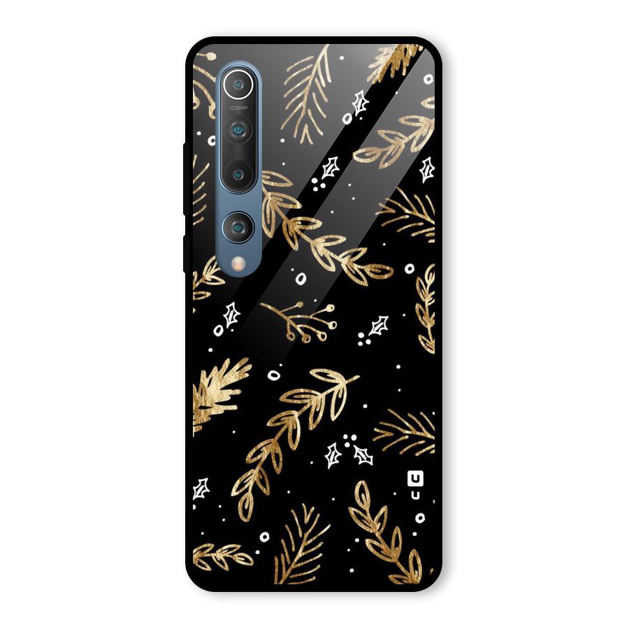 Gold Palm Leaves Glass Back Case for Mi 10