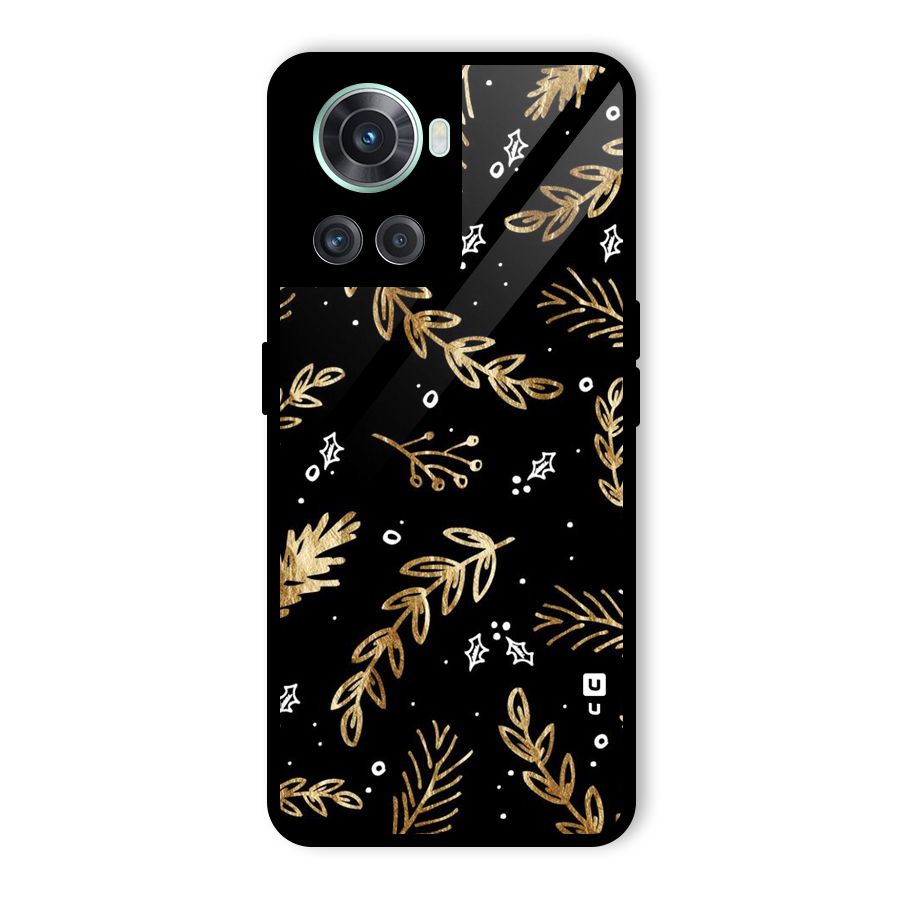 Gold Palm Leaves Glass Back Case for OnePlus 10R