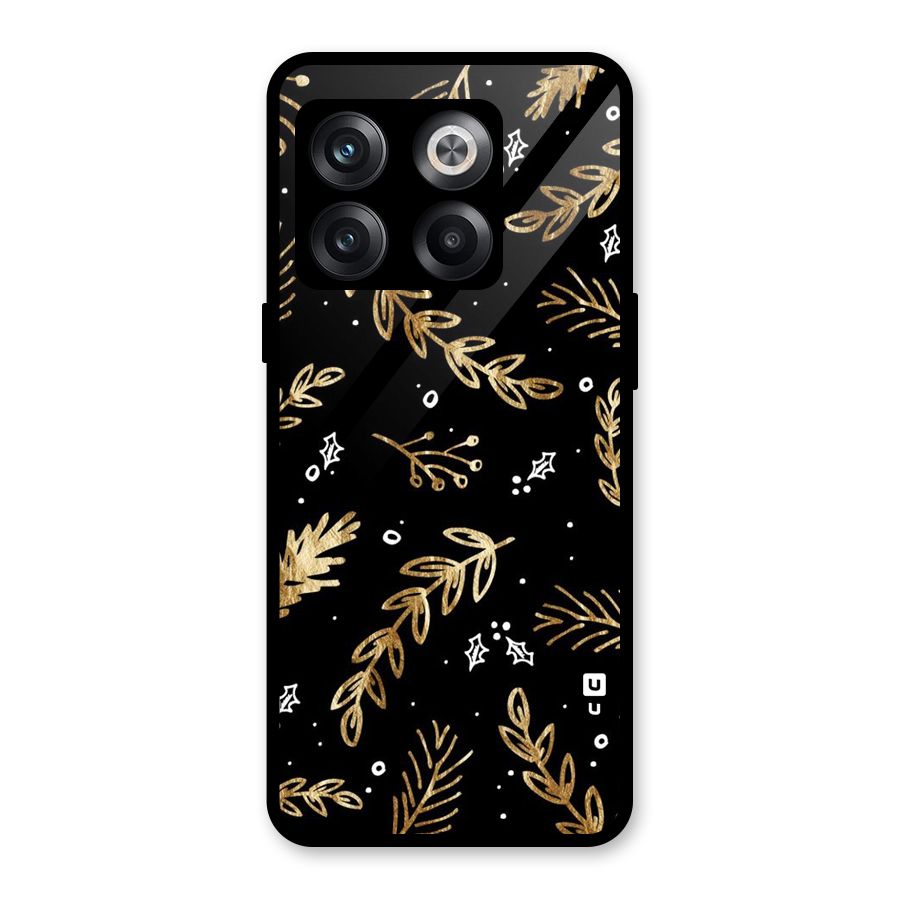 Gold Palm Leaves Glass Back Case for OnePlus 10T