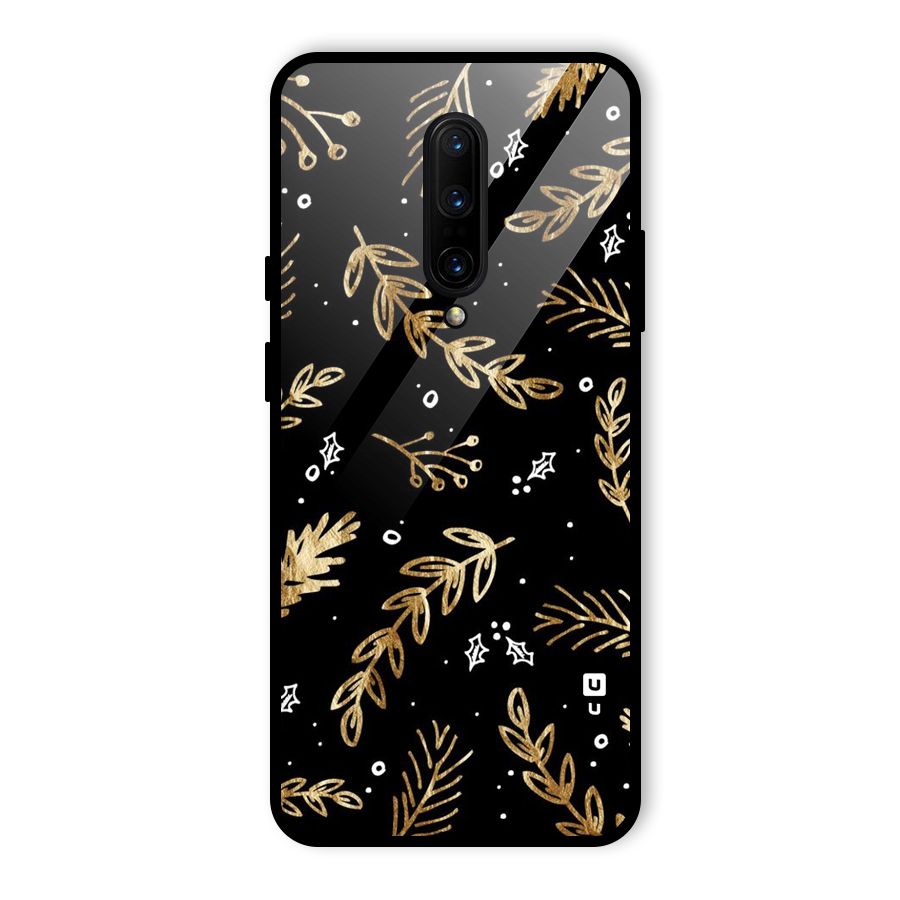 Gold Palm Leaves Glass Back Case for OnePlus 7 Pro