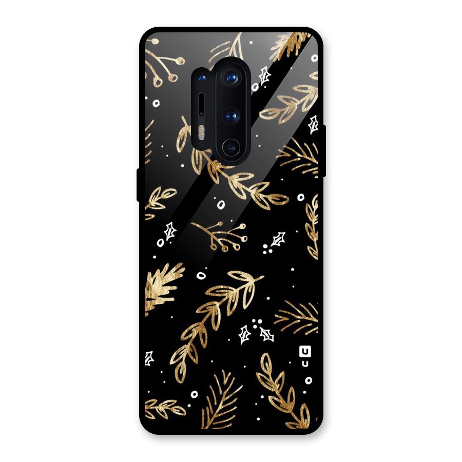 Gold Palm Leaves Glass Back Case for OnePlus 8 Pro