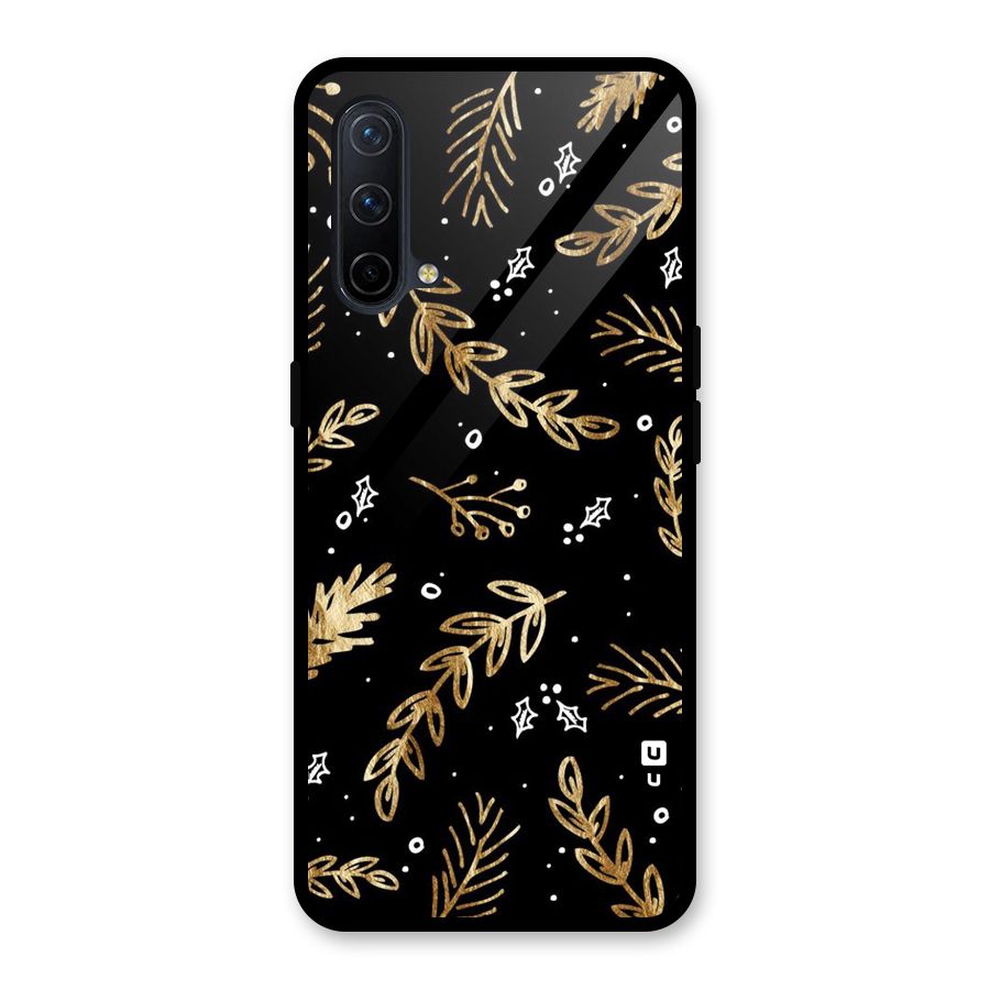 Gold Palm Leaves Glass Back Case for OnePlus Nord CE 5G