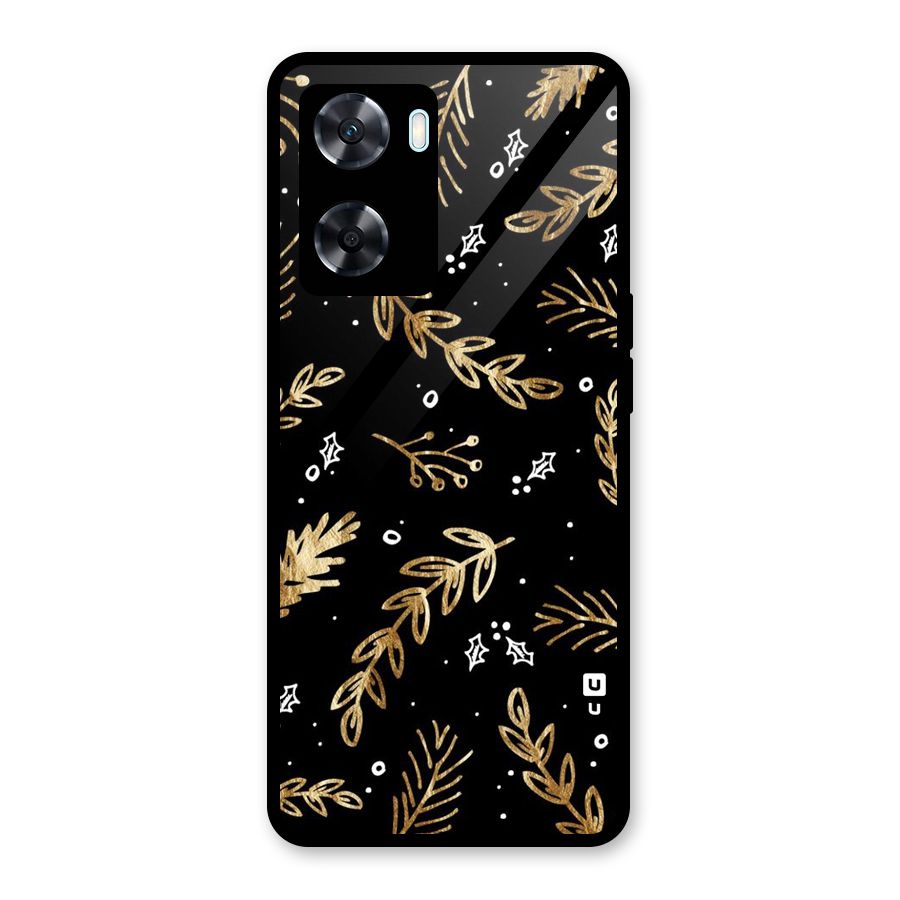 Gold Palm Leaves Glass Back Case for Oppo A77