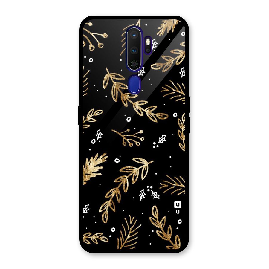 Gold Palm Leaves Glass Back Case for Oppo A9 (2020)