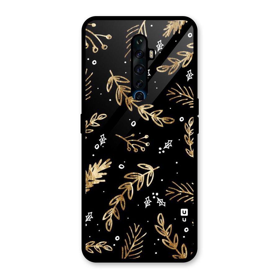 Gold Palm Leaves Glass Back Case for Oppo Reno2 Z